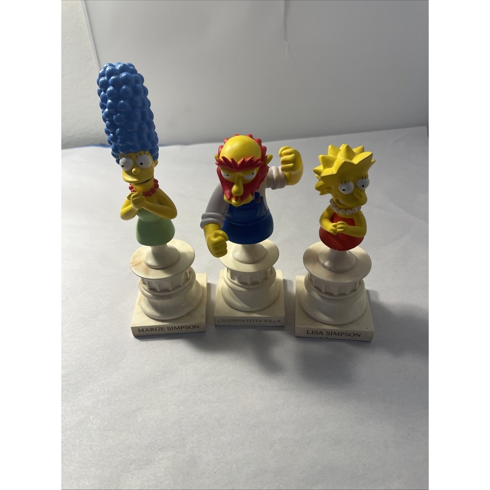 Simpsons Sideshow Marge & Lisa Simpson & Groundskeeper Willie Polystone Bust Lot